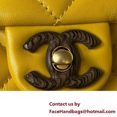 Chanel Mini Flap Bag in Lambskin  &  Ash-Wood AS4165 yellow 2023